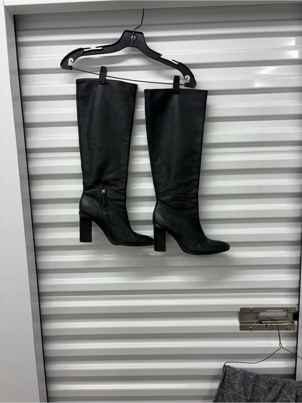 Zara Real Black Leather Knee High Riding Boots Zip Pointed Toe Women's EU 40